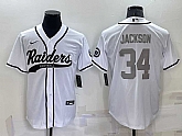 Men's Las Vegas Raiders #34 Bo Jackson White Grey Stitched MLB Cool Base Nike Baseball Jersey,baseball caps,new era cap wholesale,wholesale hats